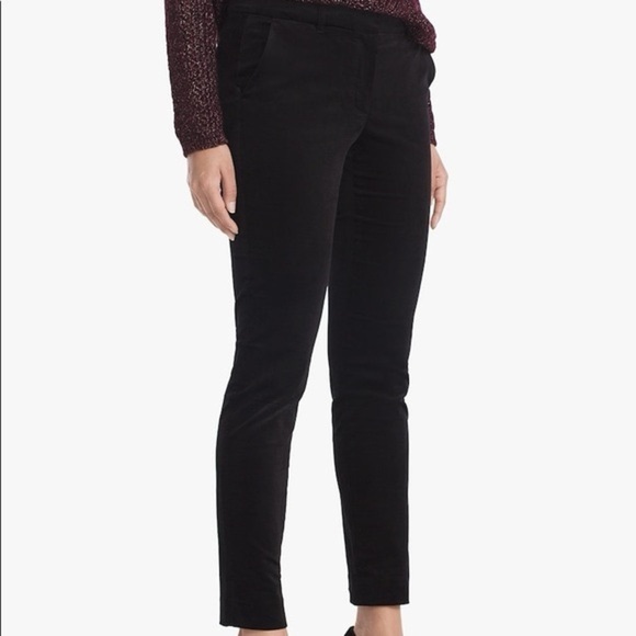 WHBM White House The Slim Black Velvet holiday office event quality Pants - Picture 1 of 9